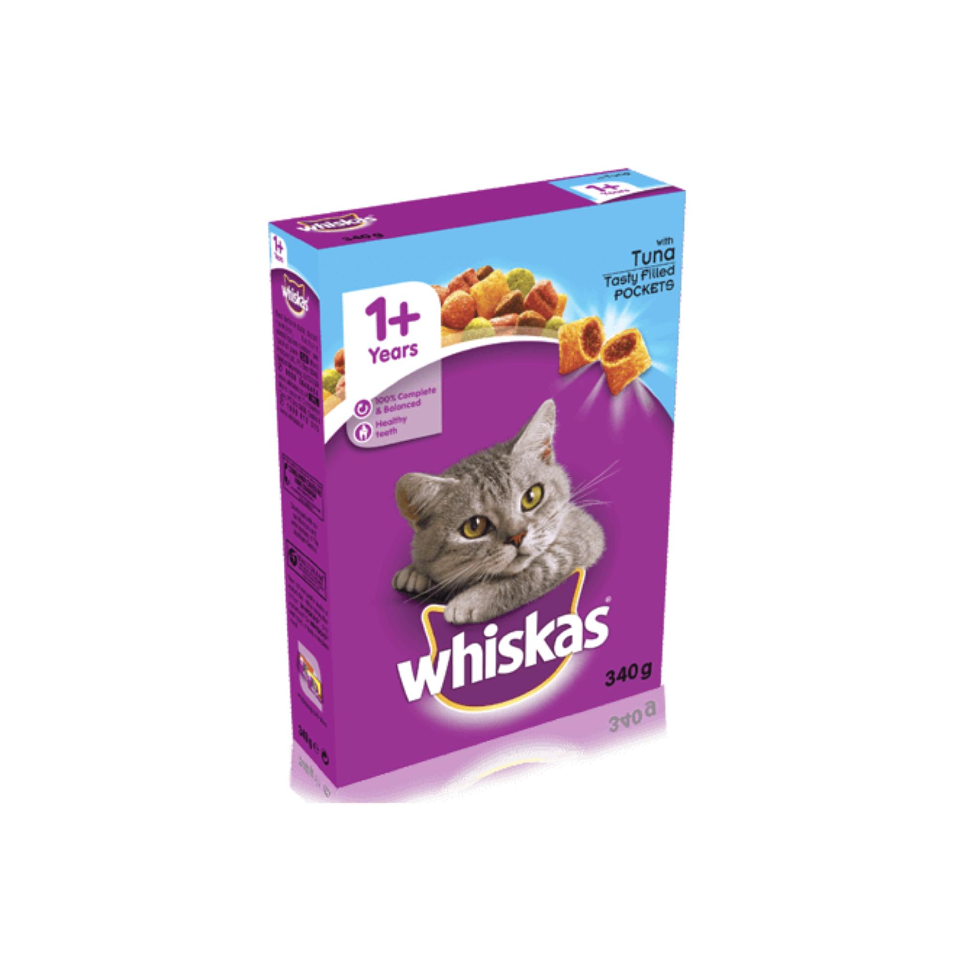 Whiskas 1+ Year Dry Cat Food Tuna Flavor 340gm: Buy Online at Best ...